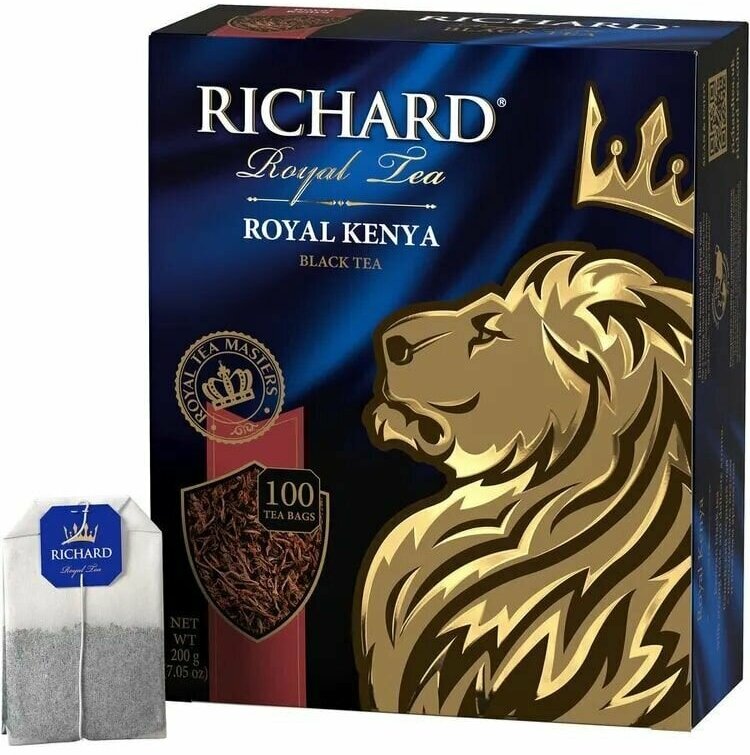 Чай черный в пакетиках Richard "Royal Kenya" 100 пакетиков 2 пачки - фотография № 2