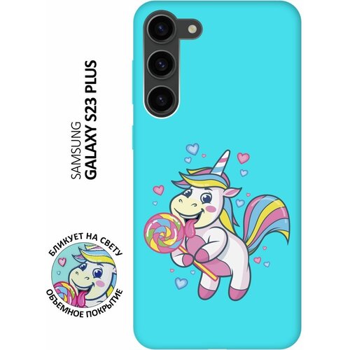 Матовый чехол Unicorn and candy для Samsung Galaxy S23+ / Самсунг С23 Плюс с 3D эффектом мятный матовый чехол с карманом unicorn and candy для samsung galaxy s23 самсунг с23 с 3d эффектом розовый