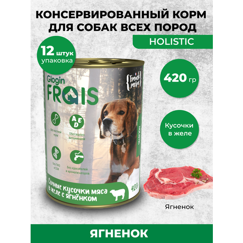 FRAIS HOLISTIC DOG консервы для собак мясные кусочки С ягненком В желе, 420 ГР, упаковка 12 ШТ