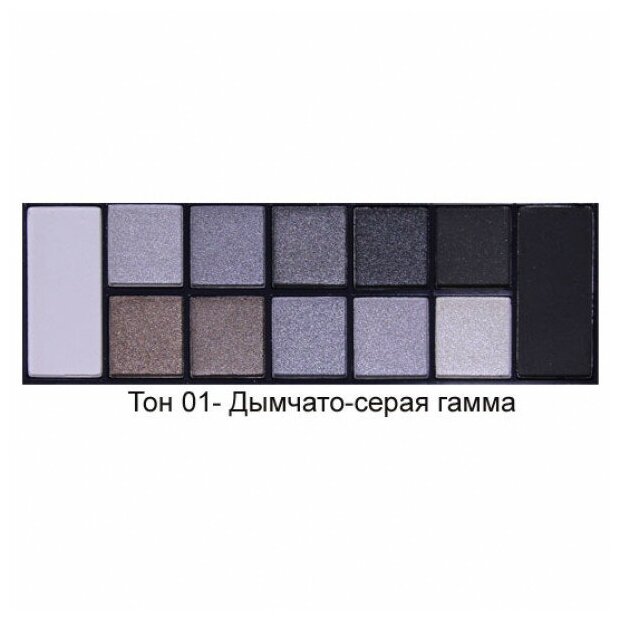 Набор теней Color Palette Eyeshadow,12цвет СТЕ12, тон01 "Дымчато-серая" палитра