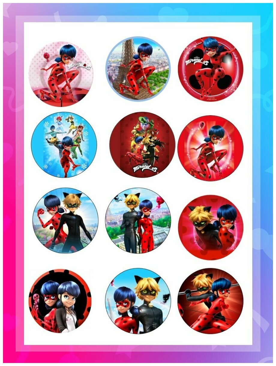 Вафельная картинка на торт леди баг