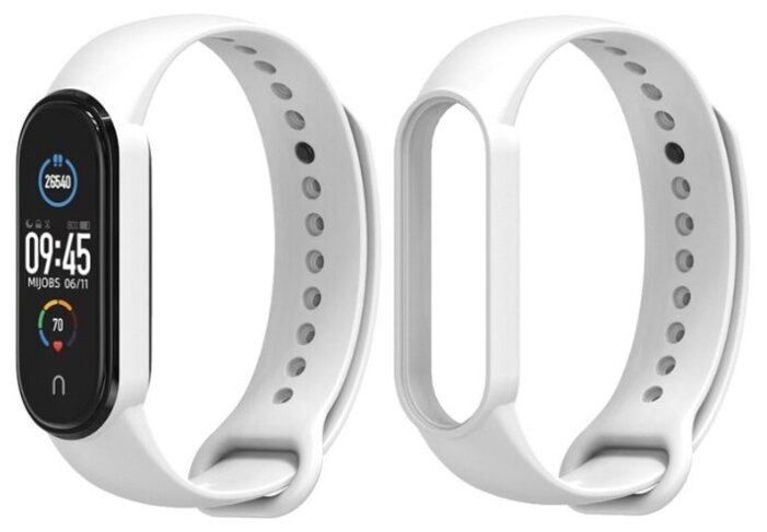 Силиконовый ремешок Mijobs для Xiaomi Mi Band 5 / Mi Band 5 NFC (белый)