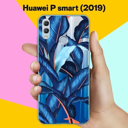 Силиконовый чехол Синие листья на Huawei P Smart (2019) силиконовый чехол синие листья на huawei y6s