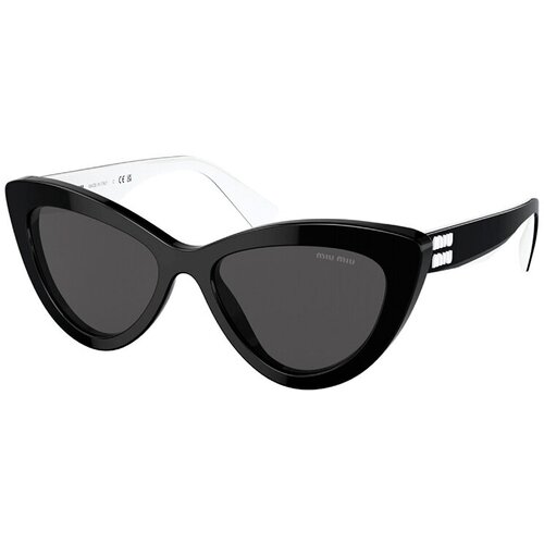 Солнцезащитные очки Miu Miu, кошачий глаз, оправа: пластик, с защитой от УФ, для женщин, черный