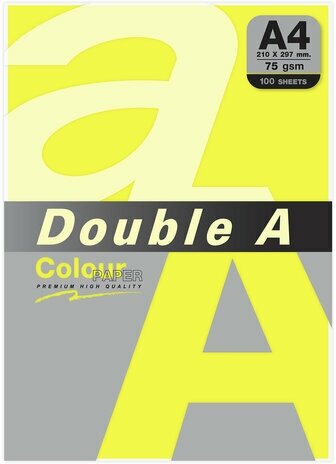 Бумага цветная DOUBLE A А4 75 г/м2 100 л неон желтая