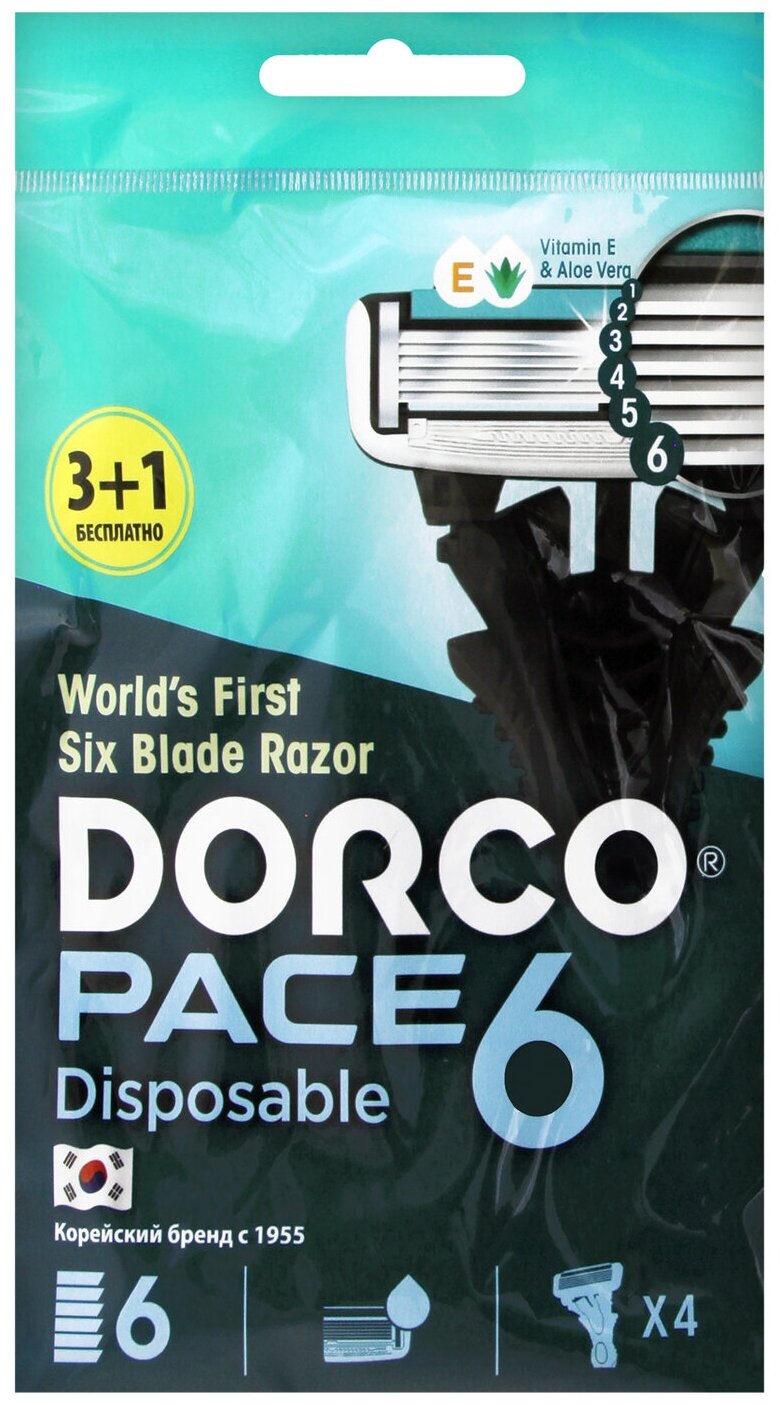 Dorco Pace 6 (3+1) одноразовые станки 4шт