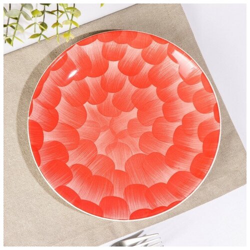 Тарелка керамическая десертная «Микаэла», d=20 см, цвет красно-розовый