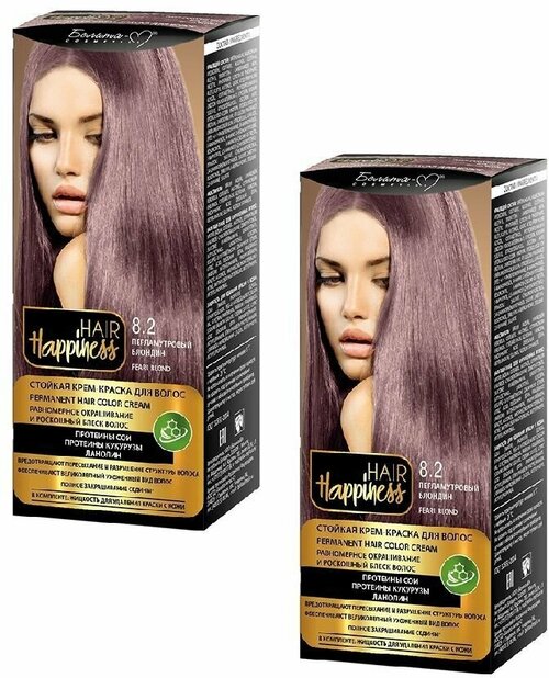 Белита-М Крем-краска для волос HAIR HAPPINESS стойкая, 2 шт, тон 8.2 перламутровый блондин