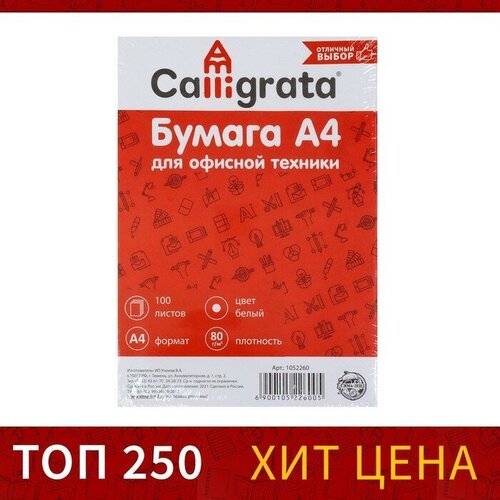 Бумага А4, 100 листов Calligrata, 80г/м2, белизна 146% CIE, класс С, в т/у плёнке (цена за 100 листов) бумага а5 500 листовснежинка 80г м2 белизна 146% cie класс с licht 4018657