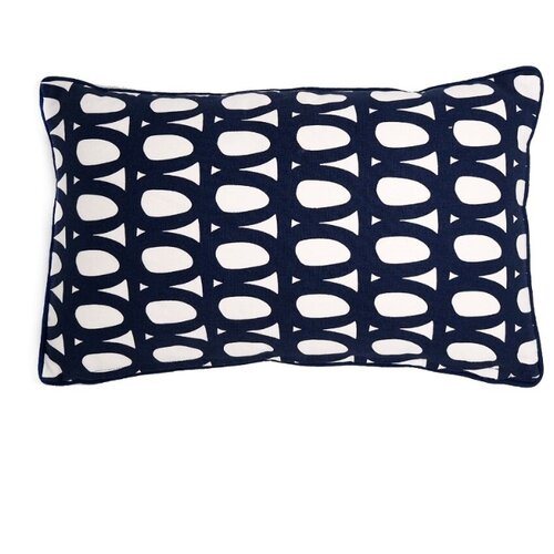 фото "чехол для подушки с принтом twirl темно-синего цвета и декоративной окантовкой, 30х50 см" tkano