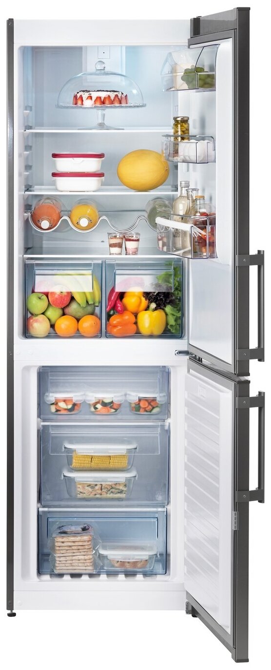 KYLIG килиг холодильник/морозильник A+ 220/91 л система No Frost нержавеющая сталь - фотография № 2