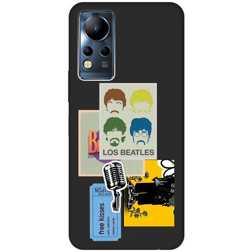 Матовый Soft Touch силиконовый чехол на Infinix Note 12 G88 / Инфиникс Нот 12 с 3D принтом Beatles Stickers черный матовый soft touch силиконовый чехол на infinix note 12 g88 инфиникс нот 12 с 3d принтом paris stickers черный