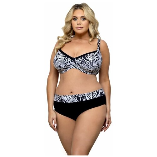фото Раздельный черно-белый купальник plus size lorin | черный с белым | 90c/44
