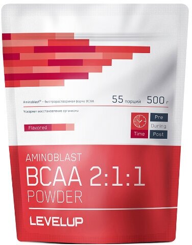 LevelUp Aminoblast BCAA Powder, 500 g (апельсин)