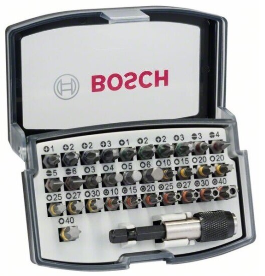 Набор бит Bosch 2.607.017.319 Extra Hard с цветовой кодировкой 32 шт