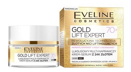 Eveline Cosmetics Gold Lift Expert Ультравосстанавливающий крем-сыворотка для лица 70+, 50 мл
