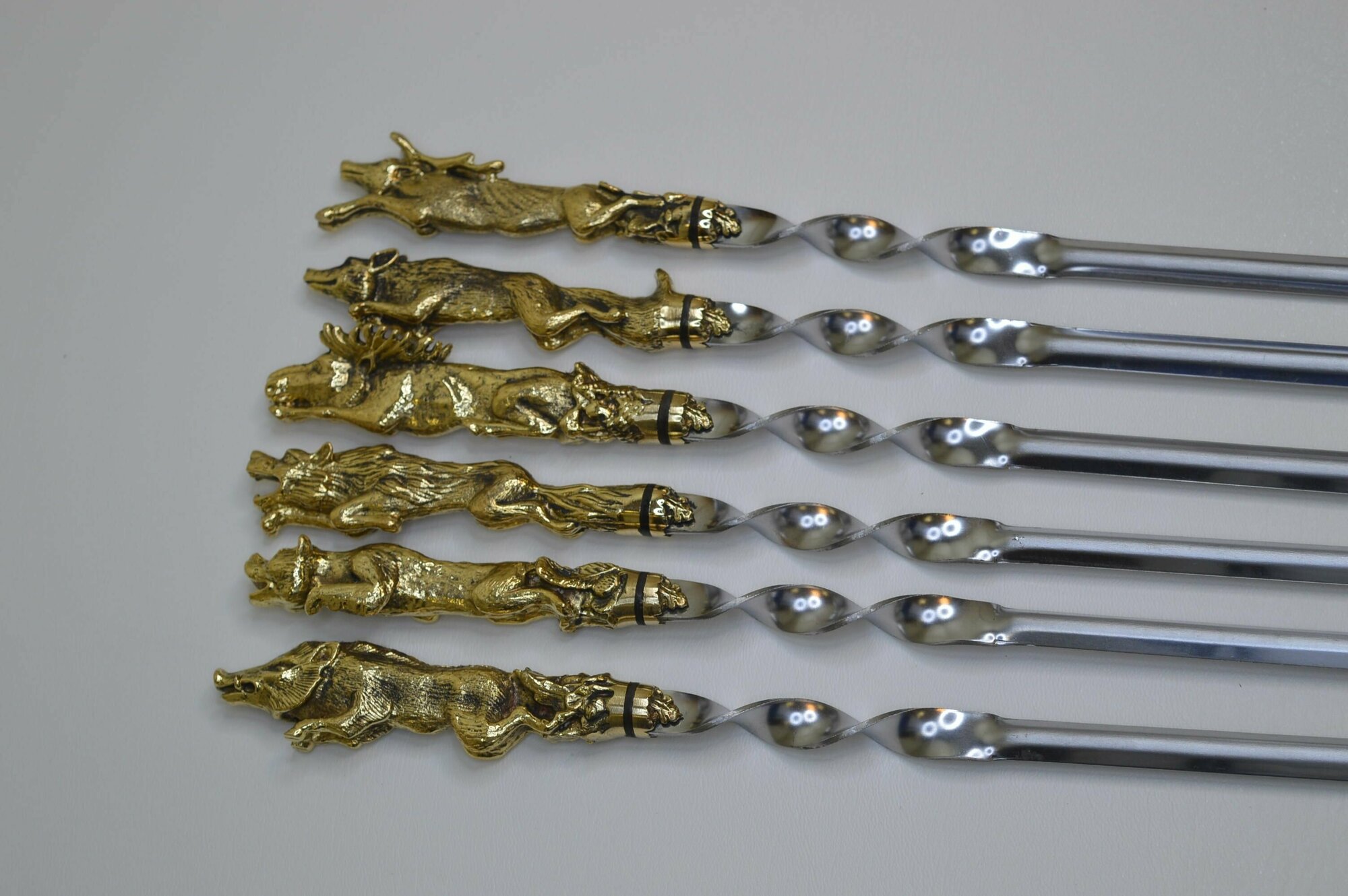 Шампур, подарочный набор шампуров, шампура с латунной ручкой, 70 см, 6 шт - фотография № 4