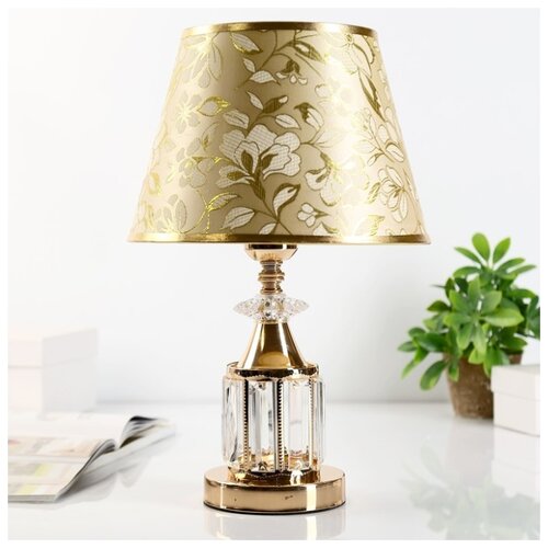 фото Лампа настольная risalux с подсветкой, "кристал" 1*40 вт, е27, золото, 26*26*39 см