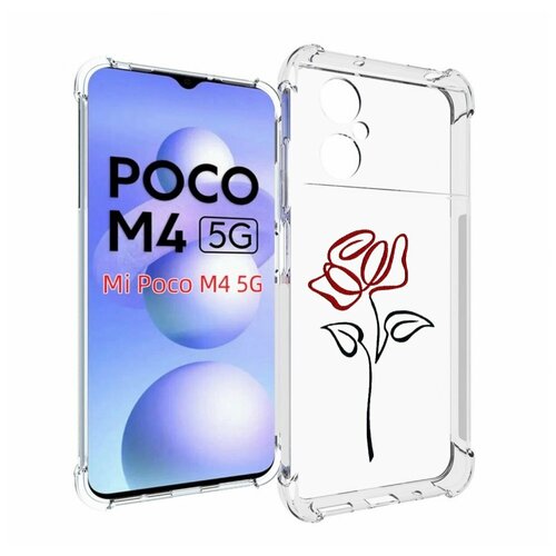 Чехол MyPads цветок в одну линию для Xiaomi Poco M4 5G задняя-панель-накладка-бампер