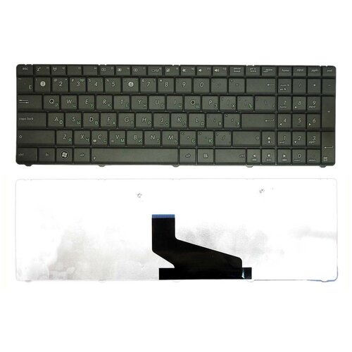 Клавиатура для ноутбука Asus X53 X53U X73 Series Плоский Enter Черная без рамки PN V118502AS1 880₽