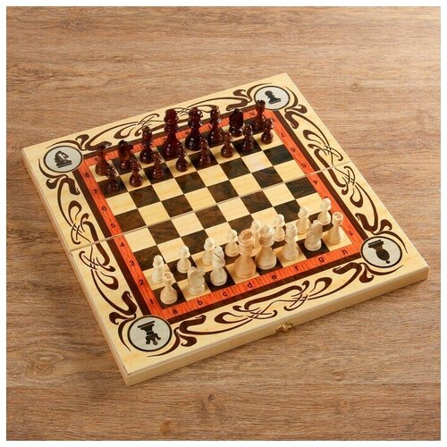 Настольная игра 3 в 1 'Статус': шахматы, шашки, нарды (доска дерево 50х50 см) настольная игра 3 в 1 шашки шахматы нарды