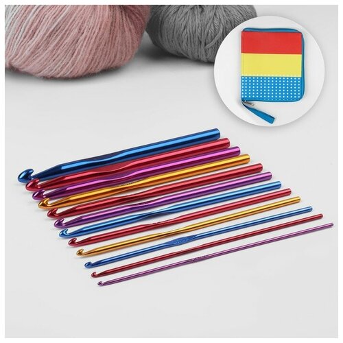 Набор крючков для вязания, d = 2-8 мм, 14,5 см, 12 шт, цвет разноцветный набор крючков для вязания арт узор 5 шт пластик d 8 9 10 12 15 мм разноцветные