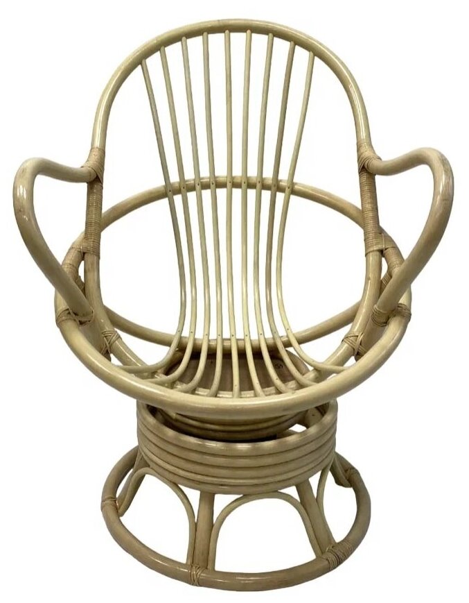 Крутящееся кресло из натурального ротанга 05/01 с подушкой, цвет натуральный - фотография № 3