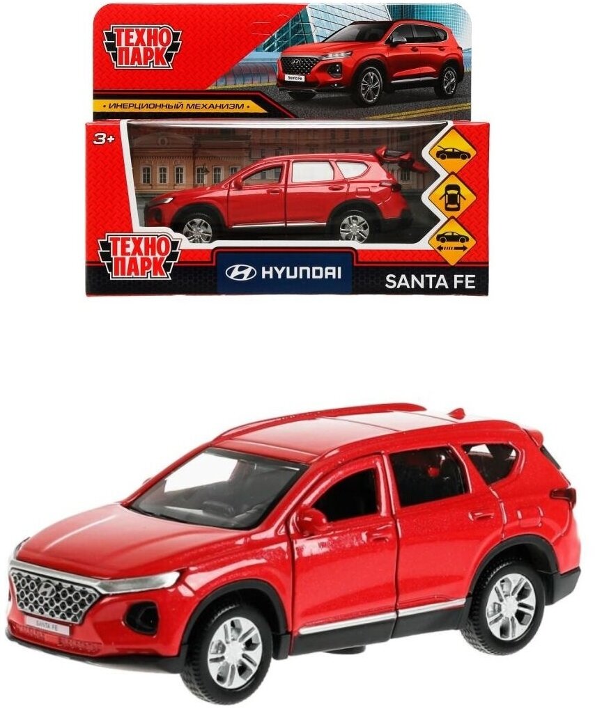 Модель Инерционная Технопарк Hyundai Santa Fe (12см, металл, открываются двери, красная, в коробке) SANTAFE2-12-RD, (Shantou City Daxiang Plastic Toy Products Co, Ltd)