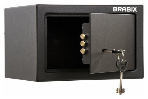 Сейф мебельный BRABIX SF-170KL (в170*ш260*г230мм), ключевой замок, черный, 291142