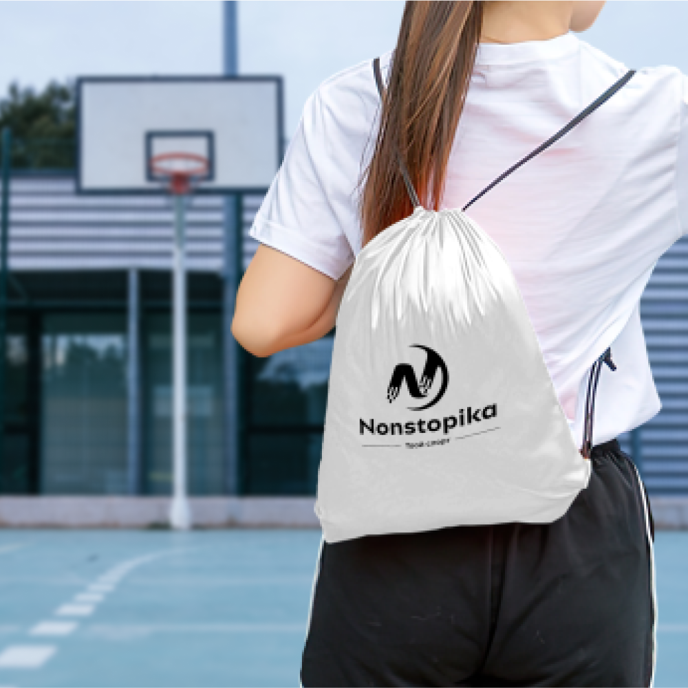 Школьный спортивный мешок сумка рюкзак для хранения сменной обуви для мальчика, девочки Nonstopika Sport, белый