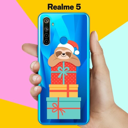 Силиконовый чехол на realme 5 Ленивец / для Реалми 5 силиконовый чехол на realme 5 медведи для реалми 5