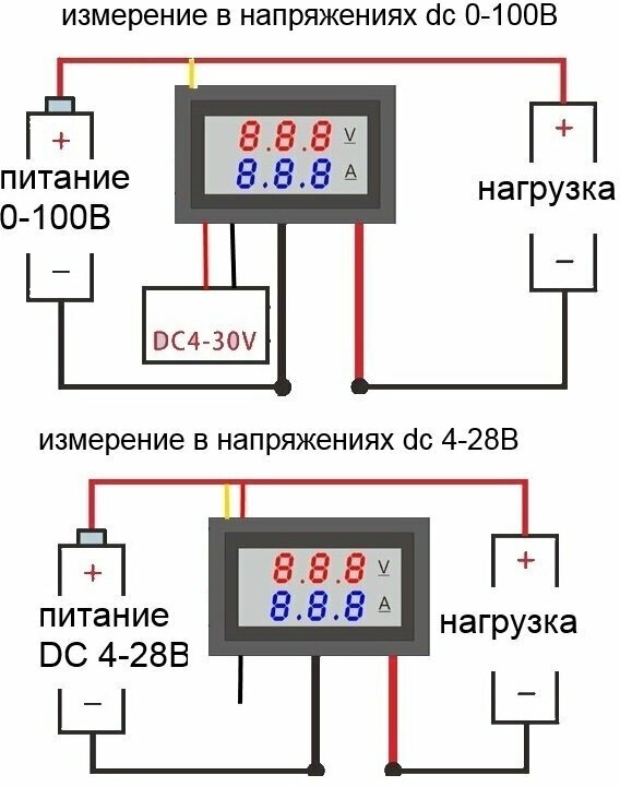 Мультитестер - Вольтметр амперметр цифровой DC 100В 10A - фотография № 5