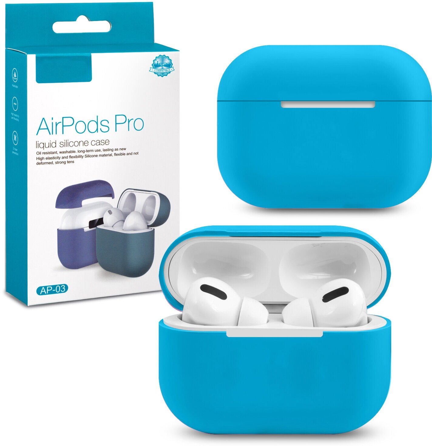 Силиконовый чехол для AirPods Pro синий / чехол для airpods pro светло синий isa