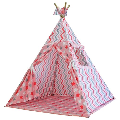 фото Палатка доммой стандартный с ковриком, розовый зигзаг