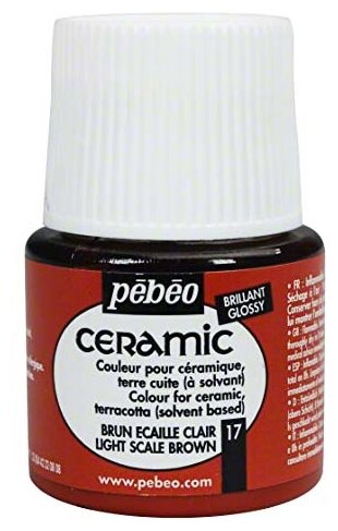 Краски и контуры по стеклу и керамике PEBEO Краска по керамике и металлу Ceramic 45 мл 025-017 коричневый