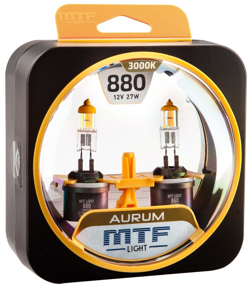 Комплект галогенных ламп MTF Light H27/1(880) Aurum 3000K, со специальным покрытием излучают золотисто-желтый свет. (2шт.)