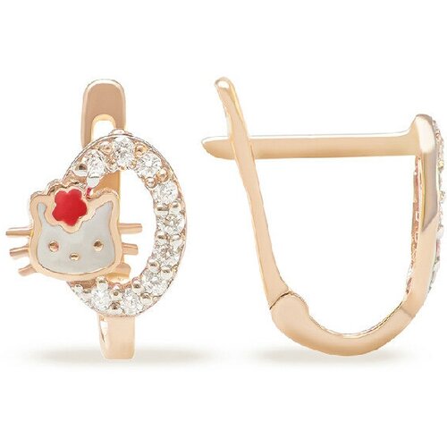 Серьги РОСТЗОЛОТО, красное золото, 585 проба, циркон, красный, золотой