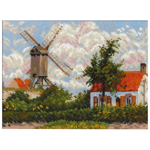 фото Риолис набор для вышивания "ветряная мельница в кноке" по мотивам картины к. писсарро 33 x 25 см (1702)