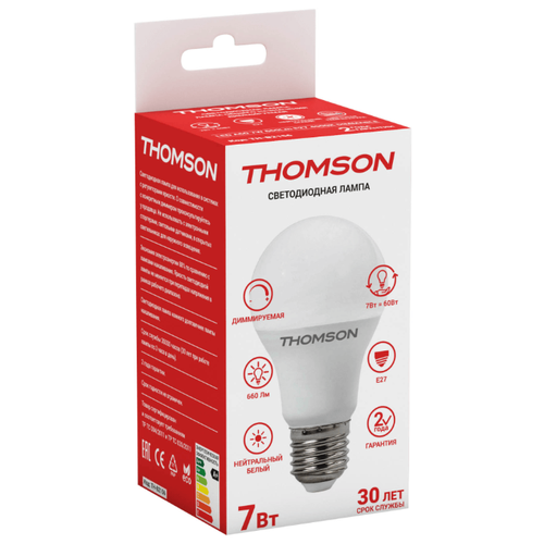 Светодиодная лампа Thomson LED A60 7W 660Lm E27 4000K Dimmable TH-B2156 .