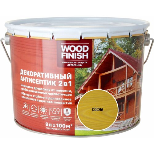 Антисептик DEKART Wood Finish полуматовый сосна 9 л wood finish декоративный антисептик бесцветный 9л