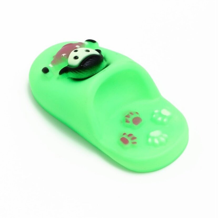 Игрушка пищащая "Тапок" для собак, 10 см, зелёная - фотография № 1