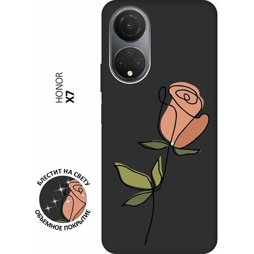 Матовый Soft Touch силиконовый чехол на Honor X7, Хонор Х7 с 3D принтом Rose черный матовый soft touch силиконовый чехол на honor x7 хонор х7 с 3d принтом allergy w черный