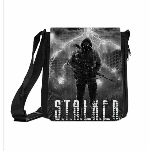 Сумка , черный сумка stalker сталкер 11 21 18 см