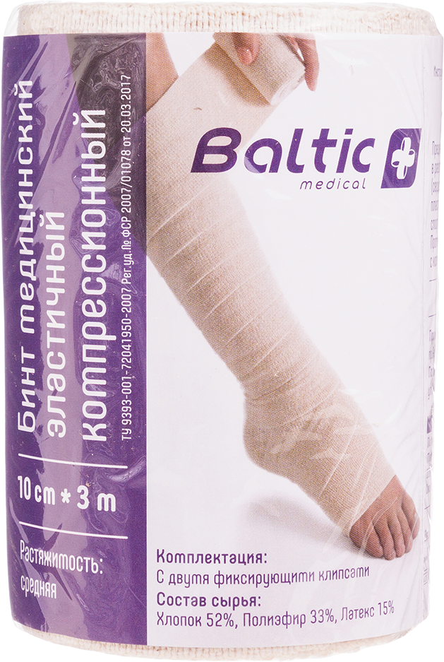 Бинт Baltic medical медицинский эластичный компрессионный СР 10 см х 3,0 м 1 шт