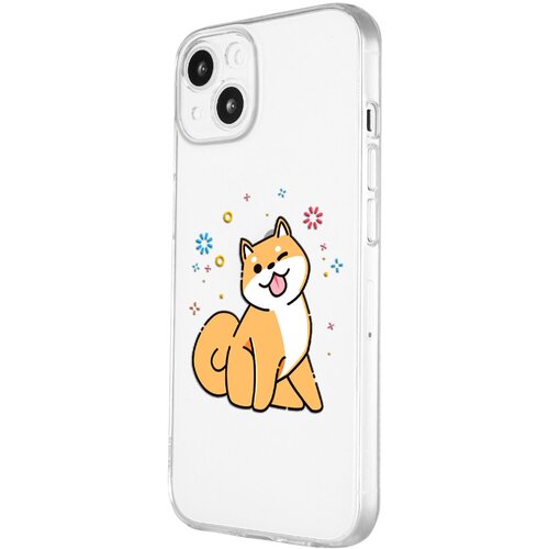 Силиконовый чехол с защитой камеры Mcover для Apple iPhone 13 mini с рисунком Собака Сиба-ину силиконовый чехол mcover для apple iphone x с рисунком собака сиба ину