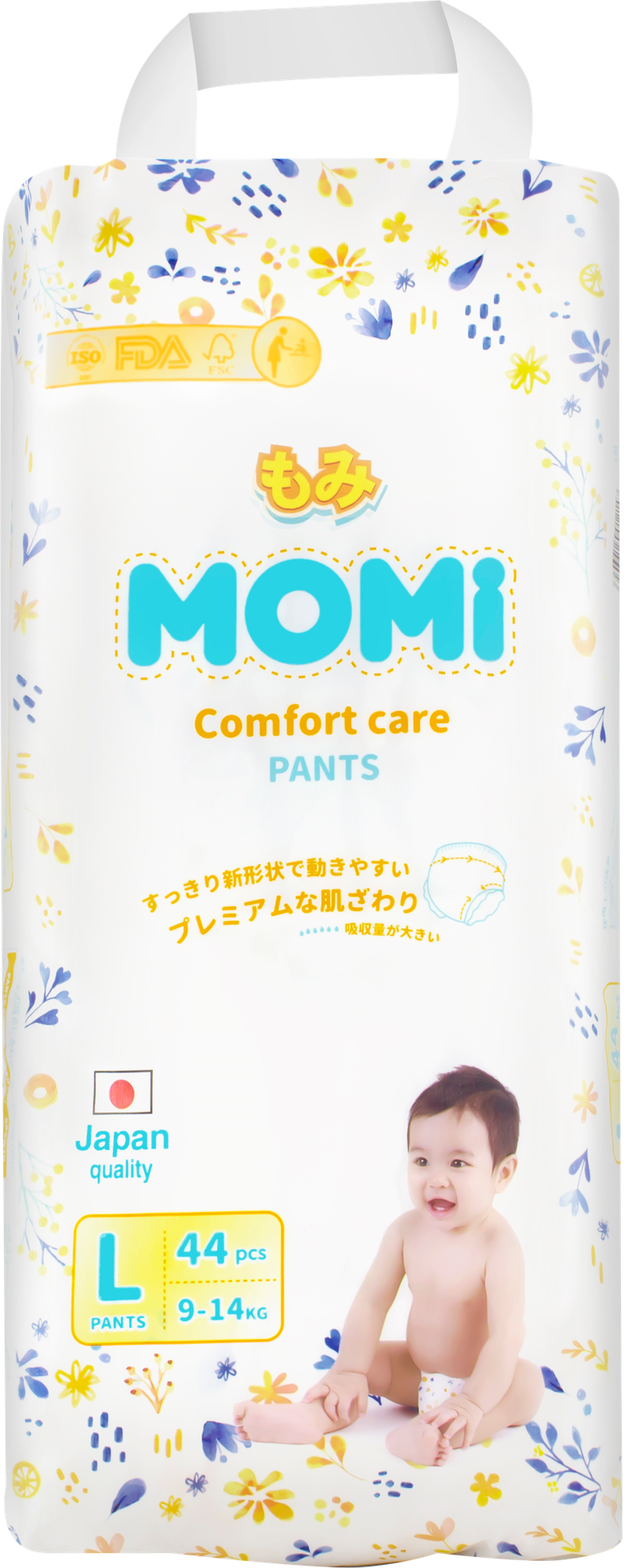 Подгузники-трусики MOMI COMFORT CARE L (9-14 кг), 44 шт