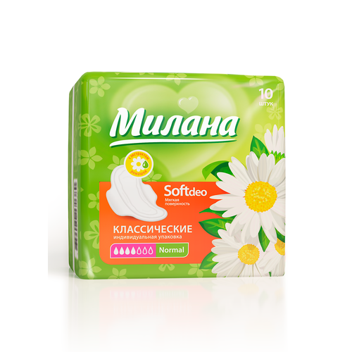 Прокладки «Милана» Classic Normal soft Deo 10 шт. organyc прокладки normal 3 капли 10 шт