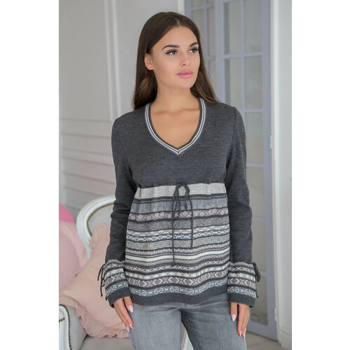 Джемпер Ольга Крылова, размер 46/52, серебряный, серый