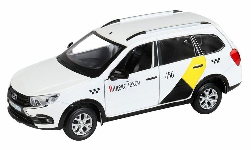 Яндекс. Такси машинка металл, LADA GRANTA CROSS, белый,1:24