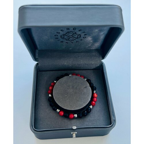 Браслет, 1 шт., размер 17.5 см, размер one size, красный/черный браслет шамбала из натурального шунгита мужской браслет браслет из натуральных камней